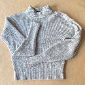 Quince Baby Alpaca-Wool Crew Sweater in Light Grey